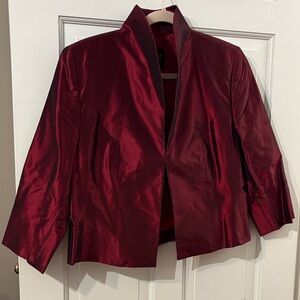 PAUW Deep Red Women's jacket / blazer - 100% silk - size 5 ( US XL / XXL)